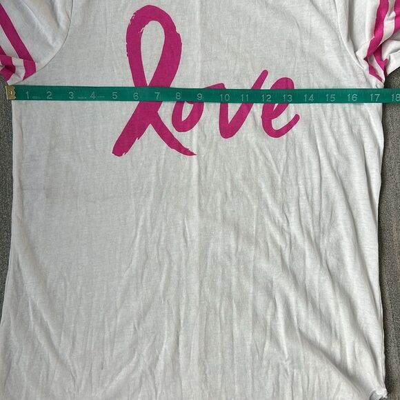 NWT Chaser “Love” Long Sleeve Tee Breast Cancer Awareness Pink Ribbon Graphic M - Picture 11 of 13